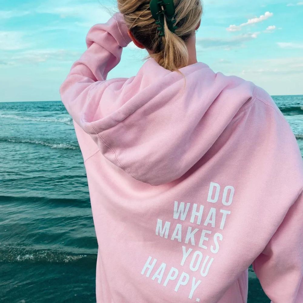 Hoodie mit Happy-Statement