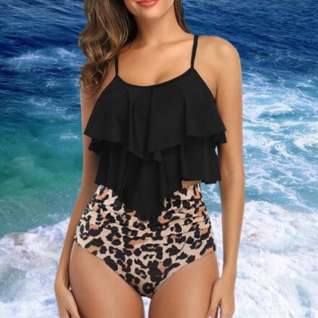 WOLFF - Gerafftes Tank-Top und Bikini mit hoher Taille - 2-teiliges Tankini-Set