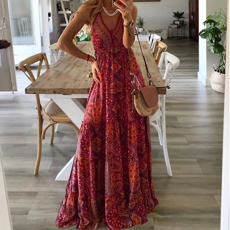 WOLFF - Boho Print Schlupf-Maxikleid