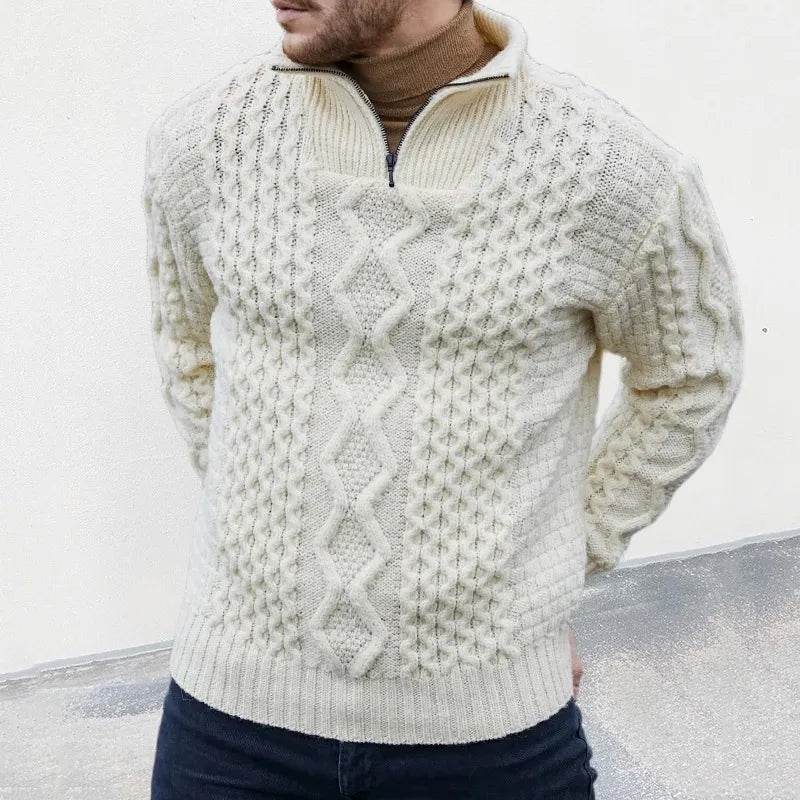 WOLFF – Strickpullover mit halbem Reißverschluss