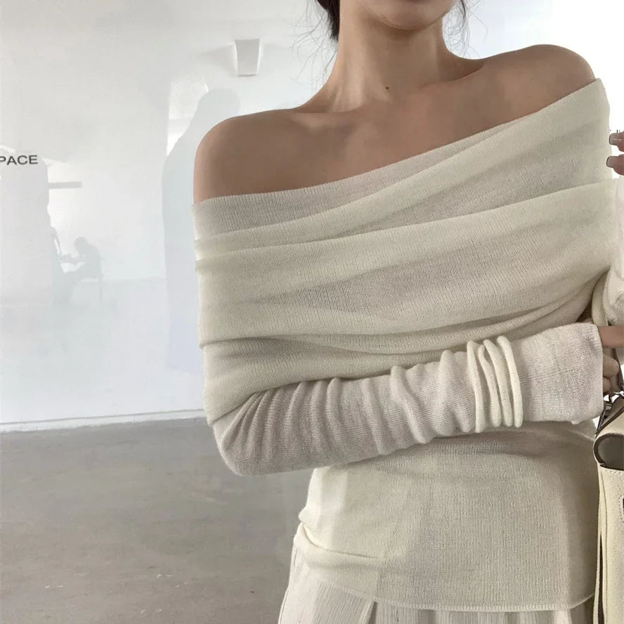 Eleganter Off-Shoulder Strickpullover