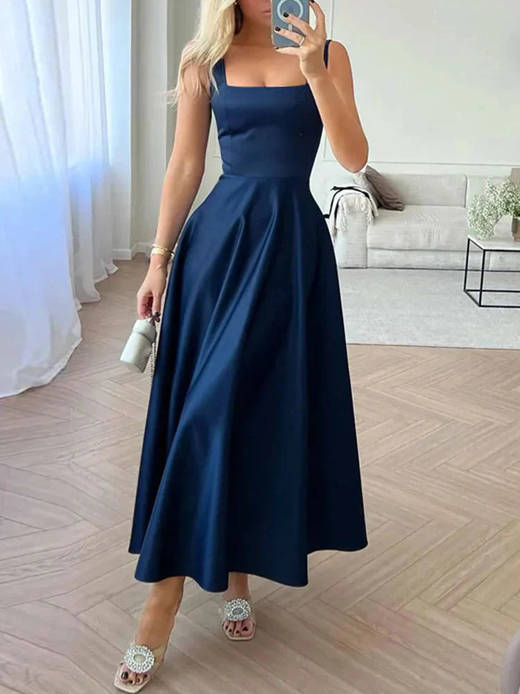 Wolff Elegantes Kleid | Modernes ärmelloses Maxikleid mit hoher Taille für Frauen