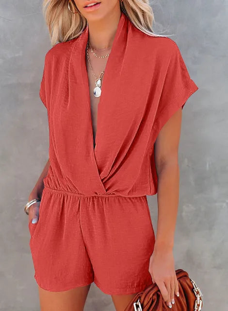 Sommer V-Ausschnitt Casual Jumpsuit