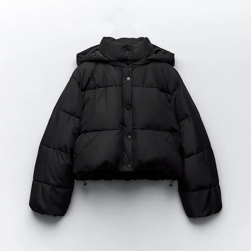 Cropped puffer jacket with hood