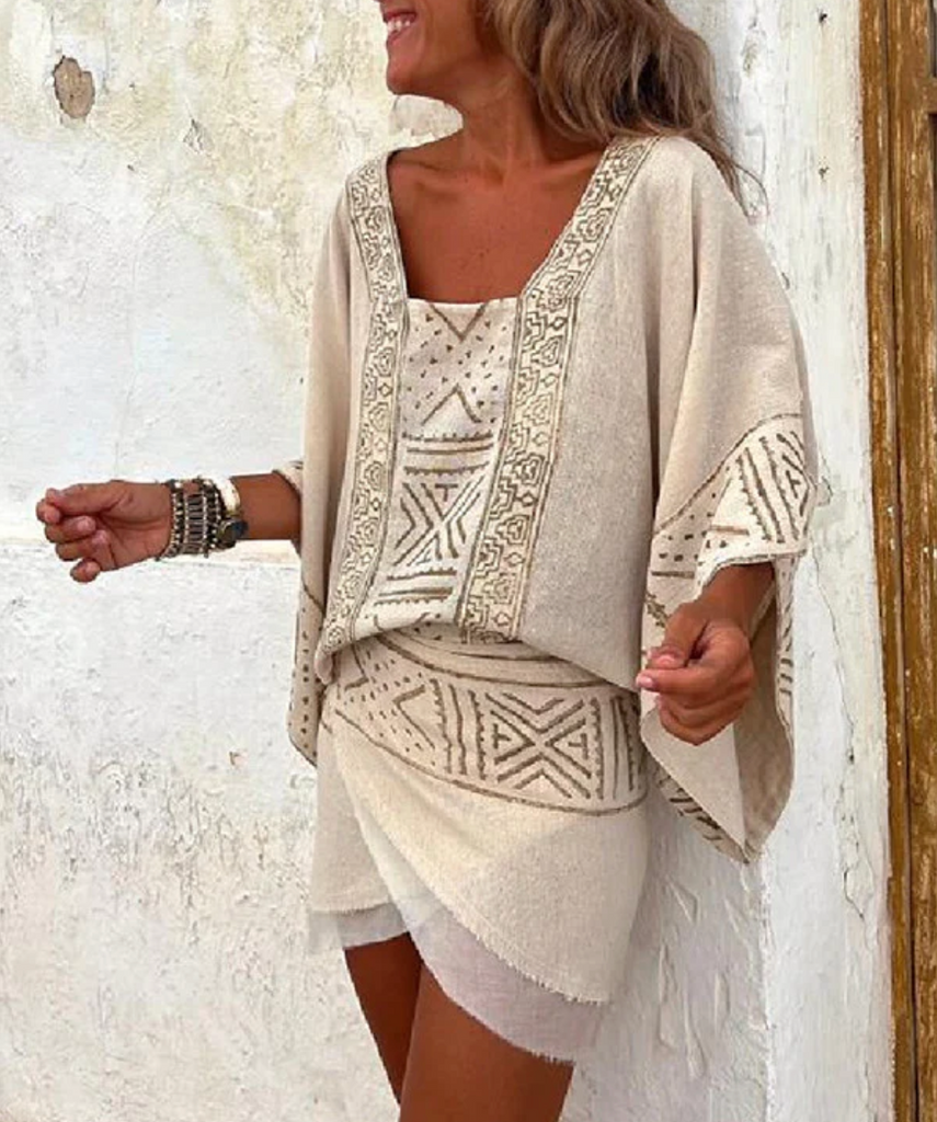 Wolff Ibiza Kimono | Stylisches trendiges Strandtop in Beige für Frauen