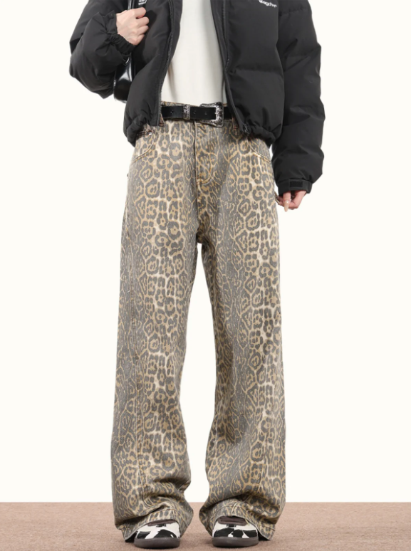 Leopard Denim Jeans