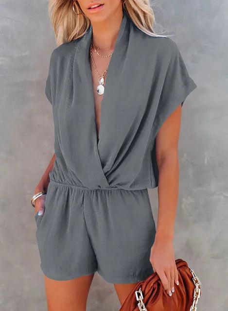 Sommer V-Ausschnitt Casual Jumpsuit