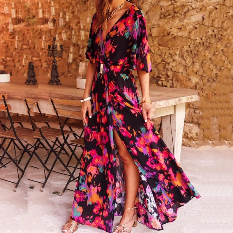 Langes Sommerkleid im Boho-Stil