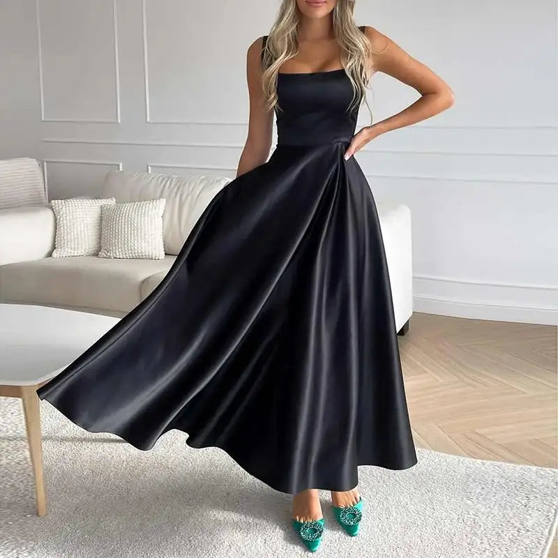 Wolff Elegantes Kleid | Modernes ärmelloses Maxikleid mit hoher Taille für Frauen