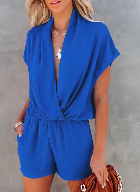 Sommer V-Ausschnitt Casual Jumpsuit