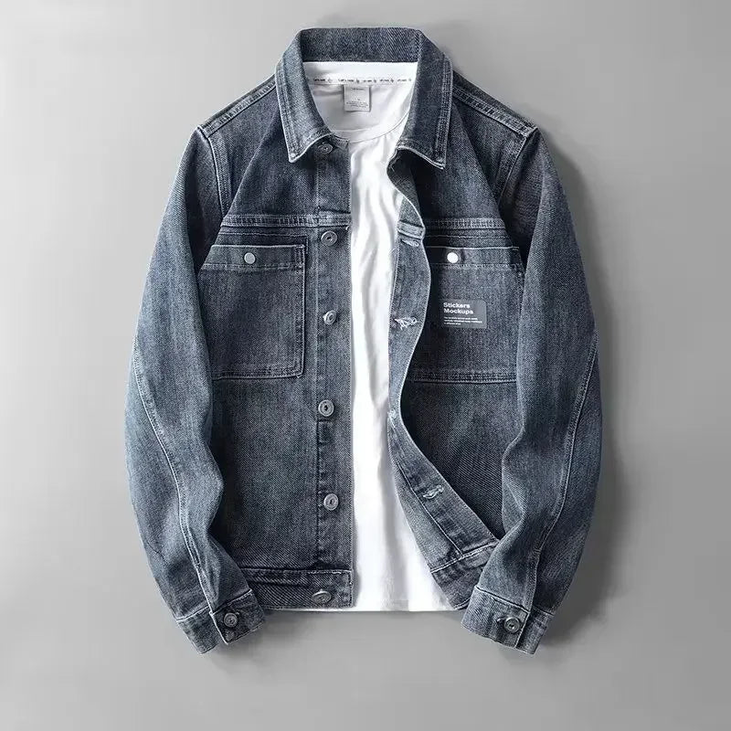 Denim-Jeansjacke mit Knopfleiste