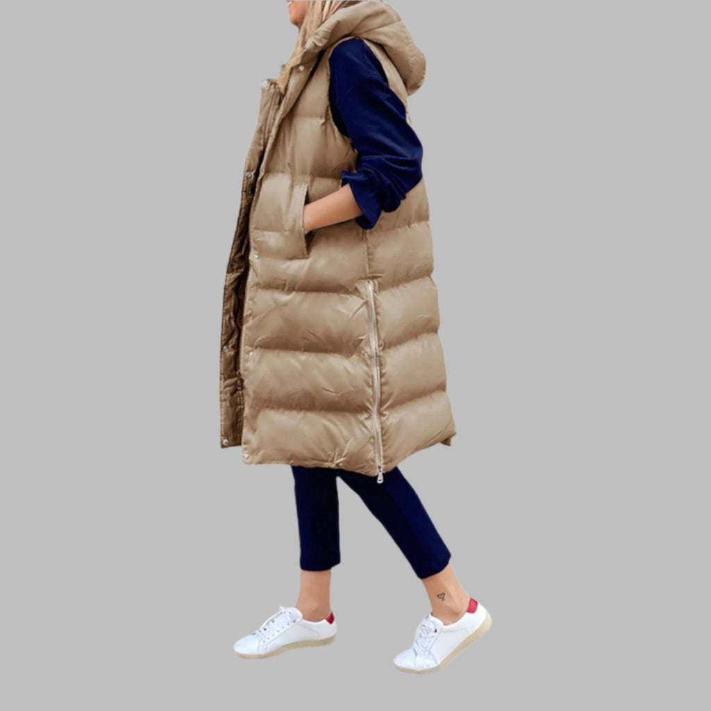 Modische lange Jacke mit Kapuze