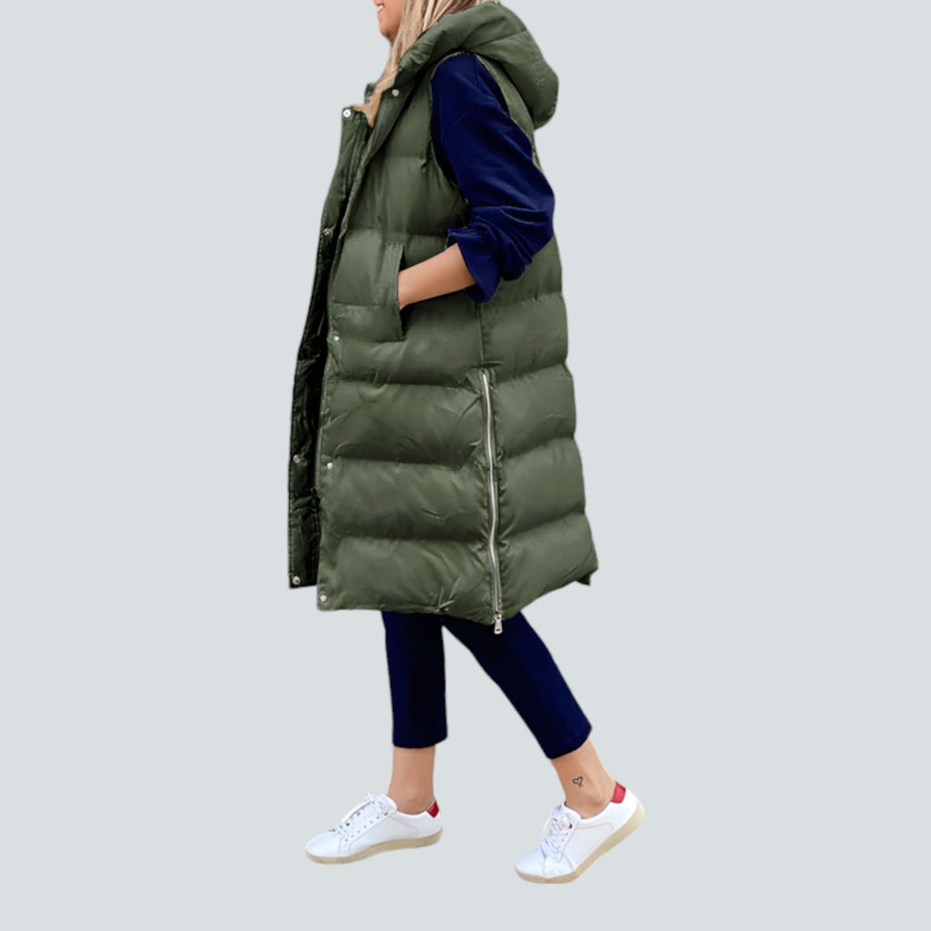 Modische lange Jacke mit Kapuze