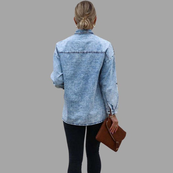 WOLFF | Casual Denim Overhemdjacke mit Taschen und Knopfverschluss