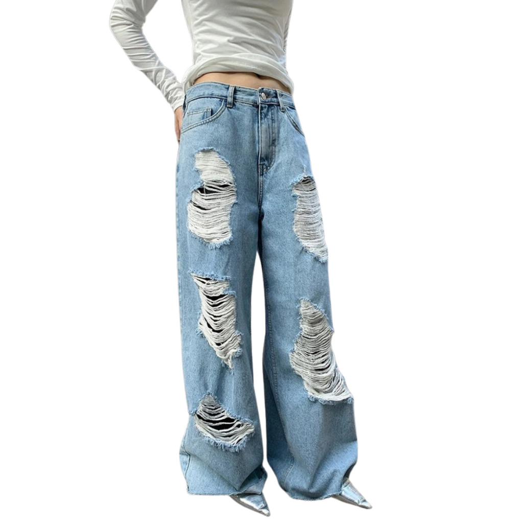 Wolff Jeans - Jahrgang - Streetwear Hose Mit Weitem Bein