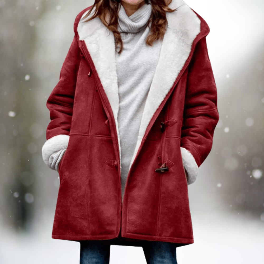 Premium Fleece-Wildlederjacke mit halblanger Kapuze