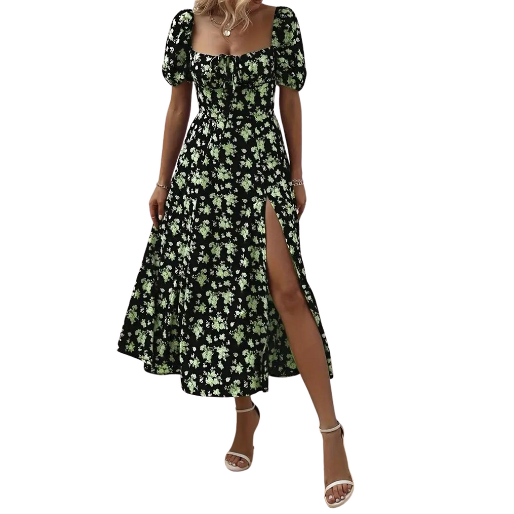 Wolff Maxikleid - Schick - Florale Puffärmel