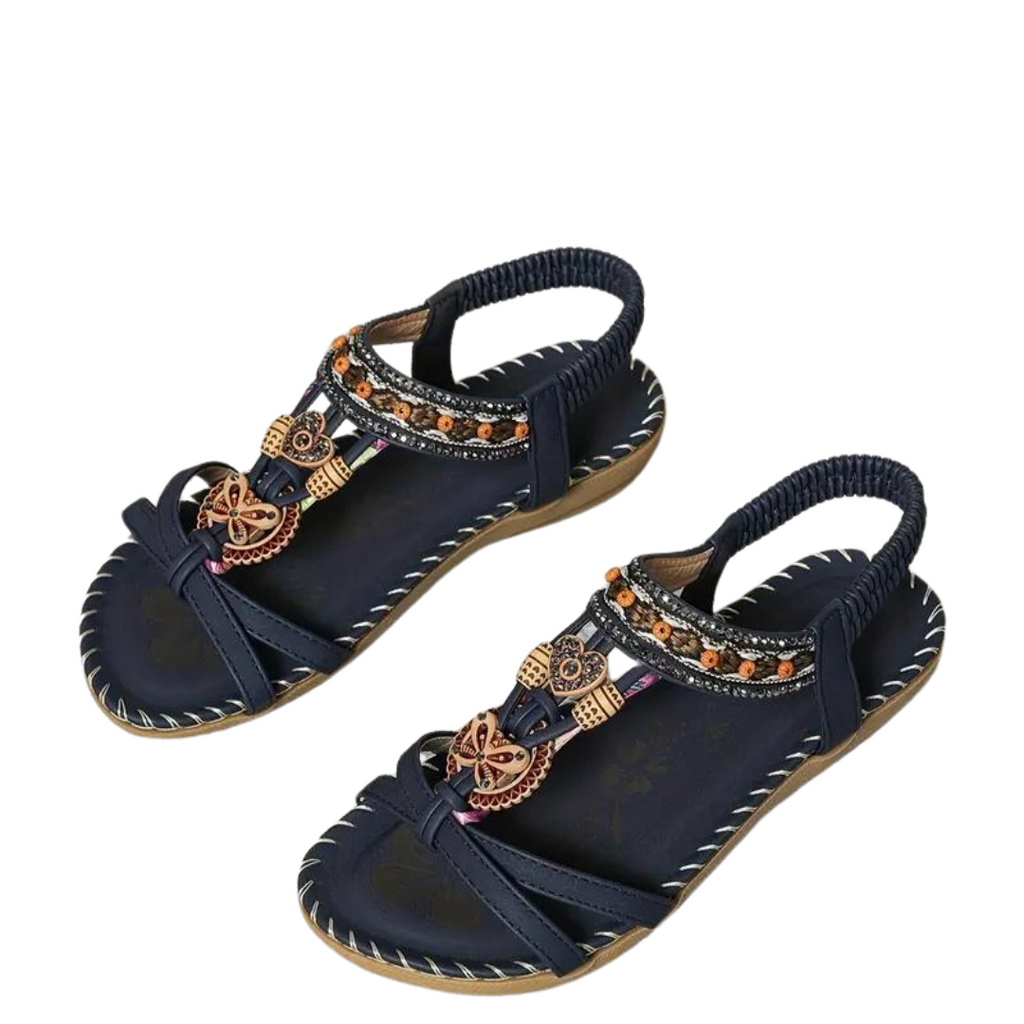 Wolff Flache Sandalen - Boho - Strass Schmetterling