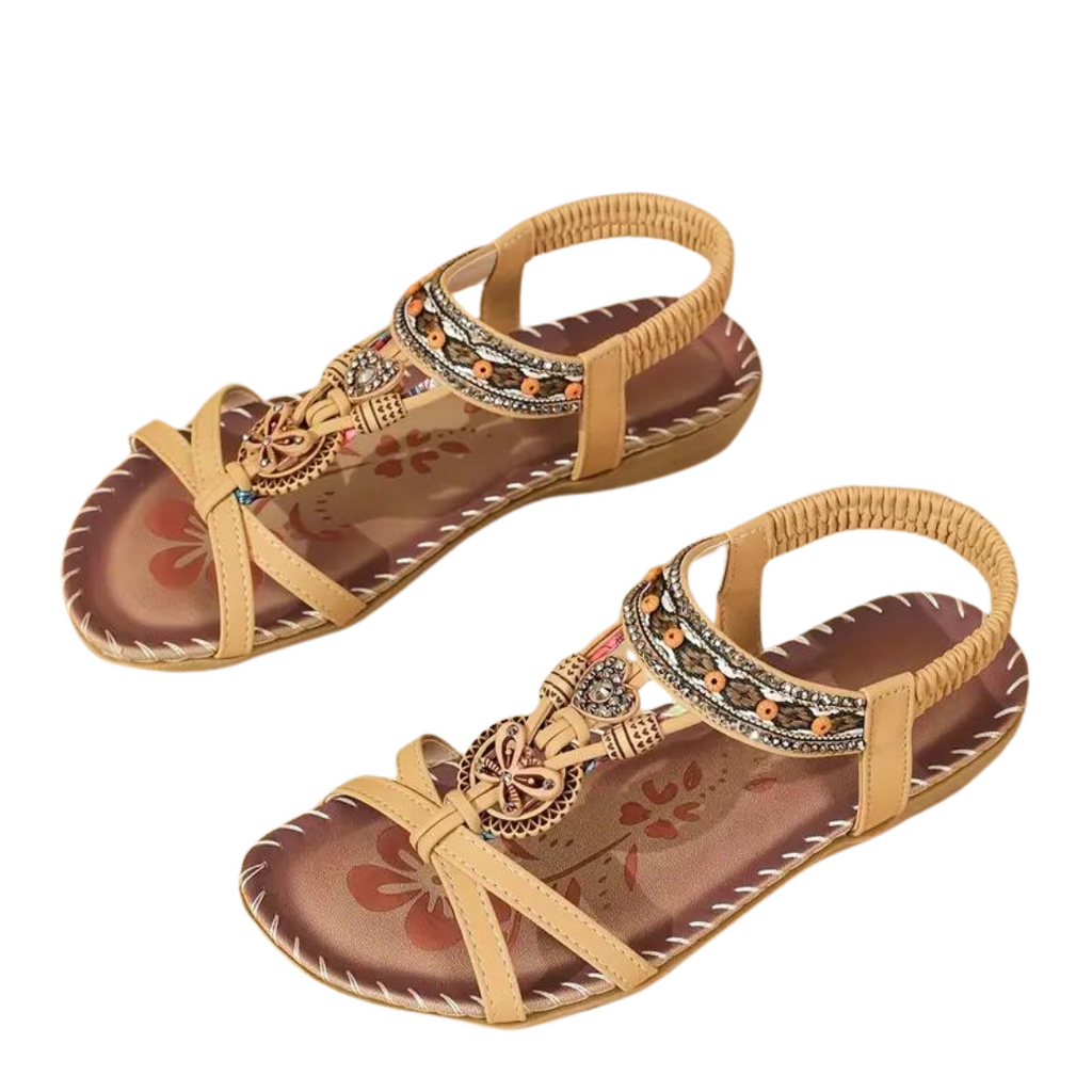 Wolff Flache Sandalen - Boho - Strass Schmetterling