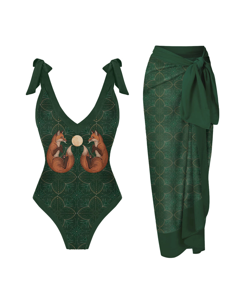 WOLFF und Sarong mit Aufdruck „Mystic Fox Forest Wonderland“