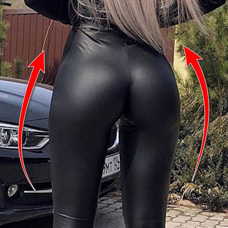 Rückansicht Der Leder Leggings