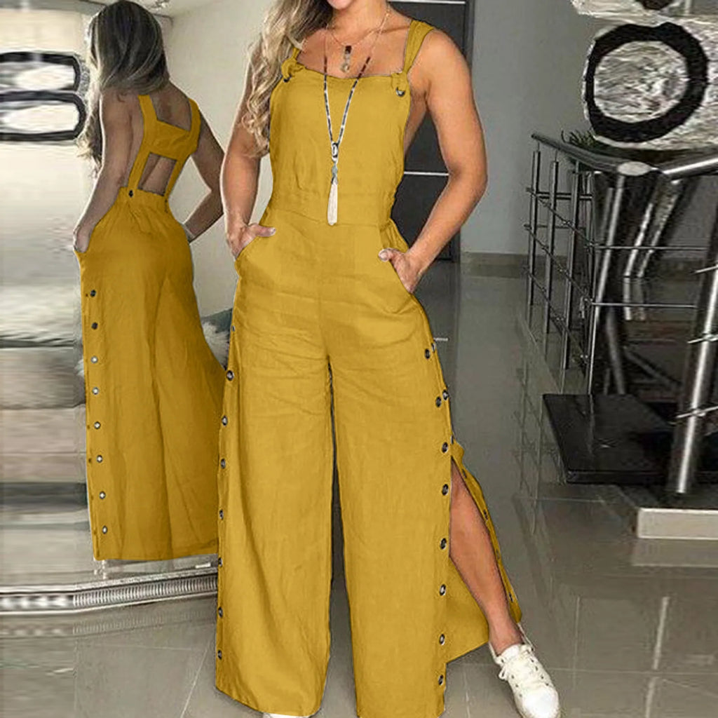 WOLFF - Sommerlicher Jumpsuit mit Ärmellosen Gedrehten Knoten und Taschen