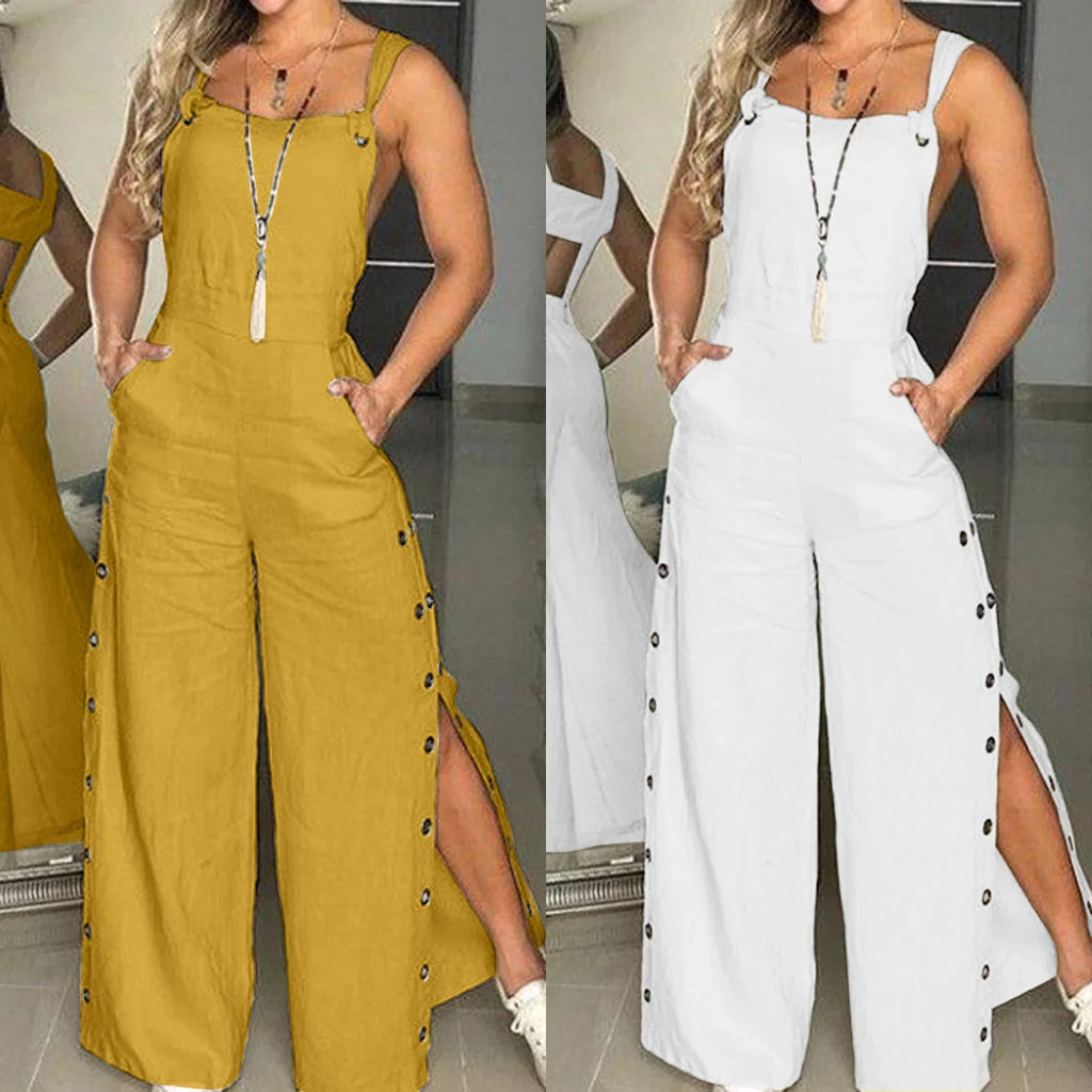 WOLFF - Sommerlicher Jumpsuit mit Ärmellosen Gedrehten Knoten und Taschen