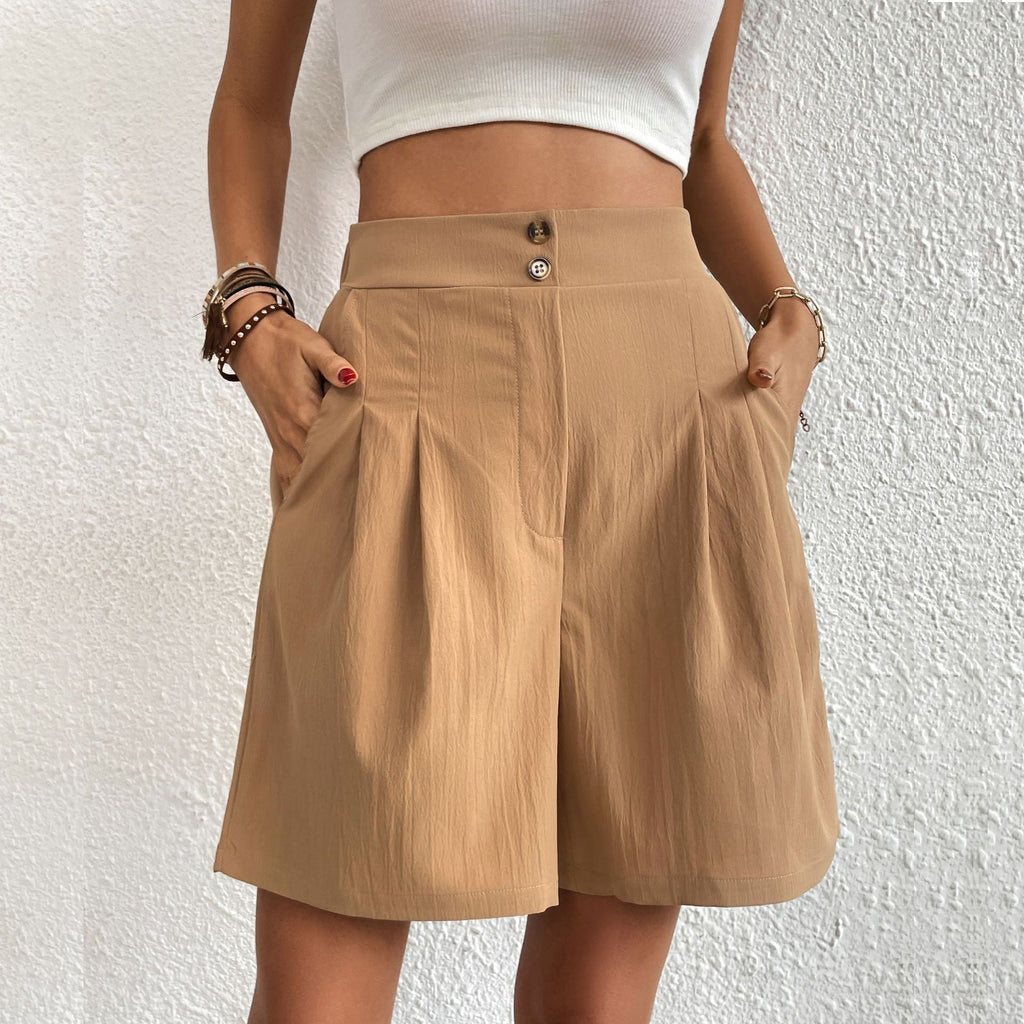 WOLFF | Freizeit Damen hohe Taille weites Bein Shorts Mode