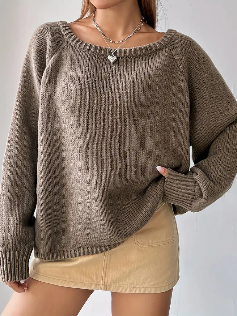 – Gestrickter Off-Shoulder-Pullover