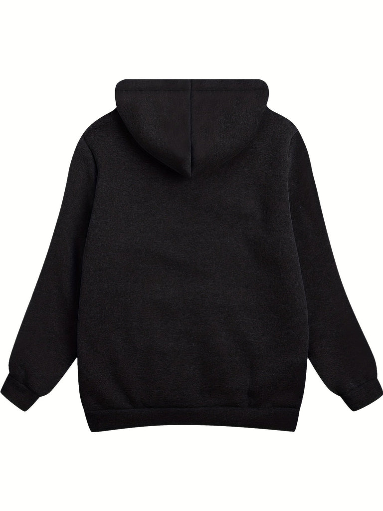 Schwarzer Hoodie mit Fleece-Futter