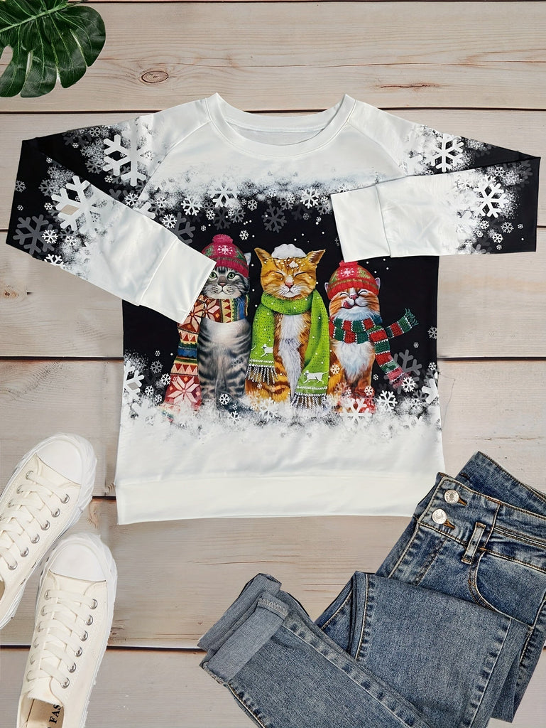 Wolff | Bequemes Winter-Sweatshirt mit Katzenmotiven