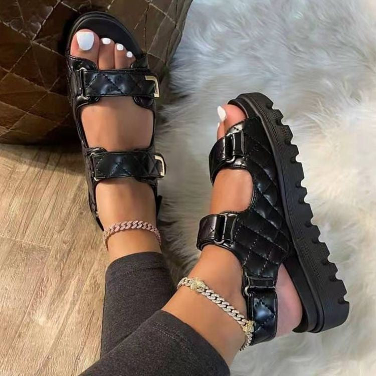 Wolff Sandalen Klassischer karierte Velcro-Stil