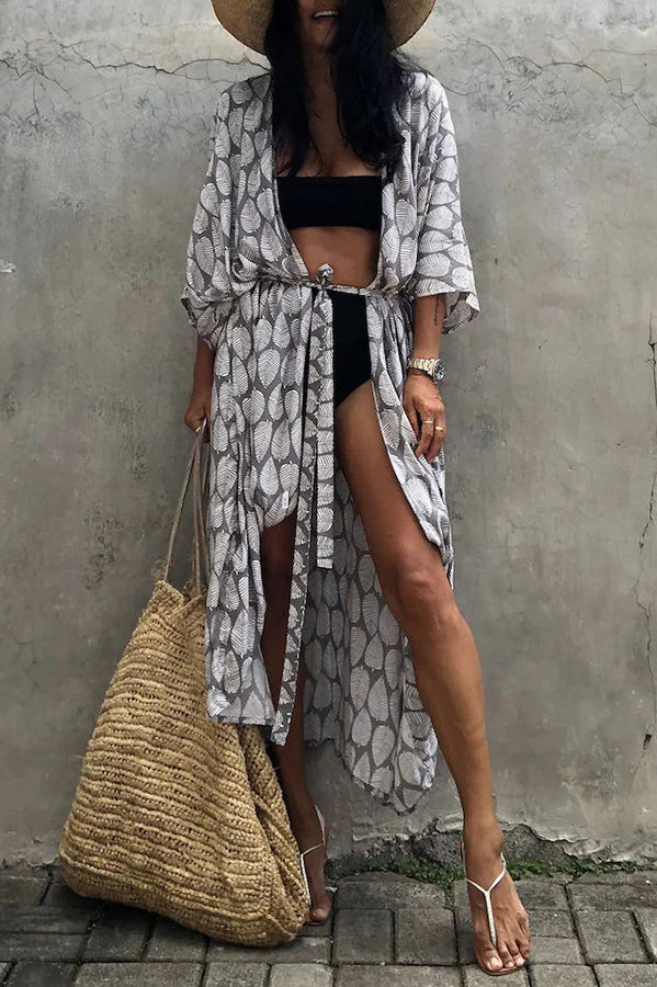 WOLFF Island – Strandüberwurf im Kimono-Stil mit Boho-Print