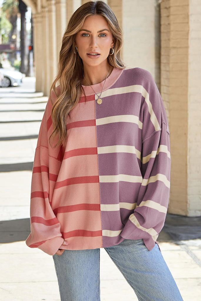 Oversized Trend-Pullover mit Kontrastfarben