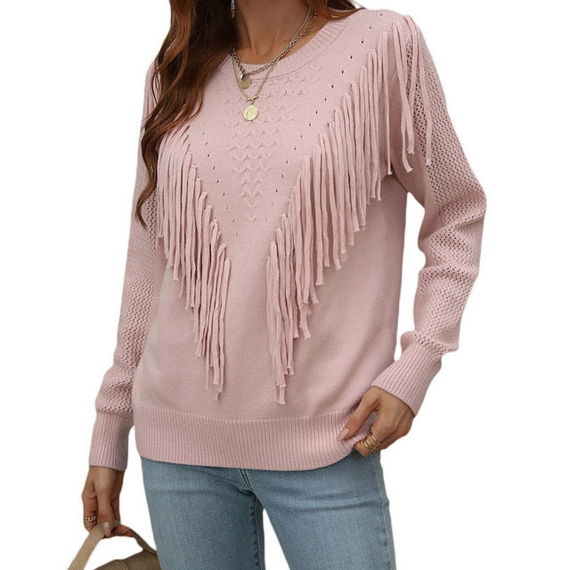 Wolff Sweater | Trendiger sommerpullover damen mit einzigartigem Quastendesign