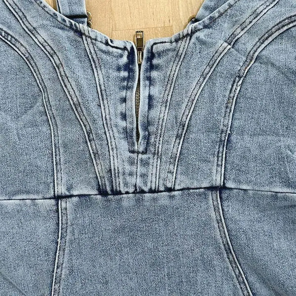 Denim-Kleid mit verstellbaren Trägern