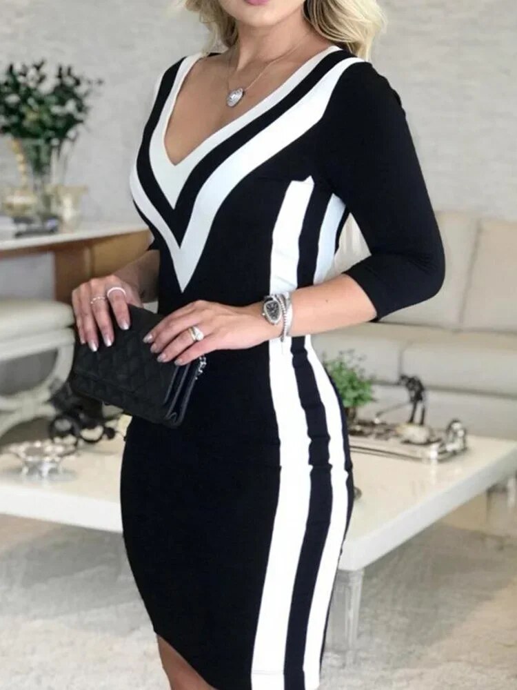 Wolff - Farbig gestreiftes Band Bodycon Kleid