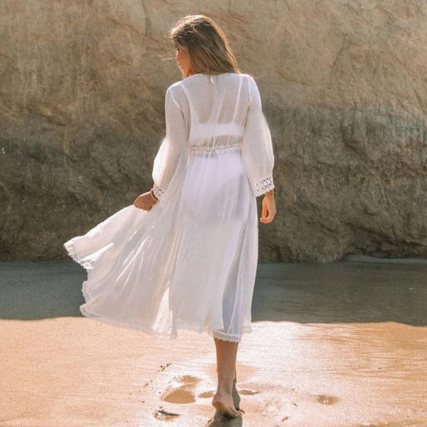 WOLFF Dünner Strandkimono mit Krawatte