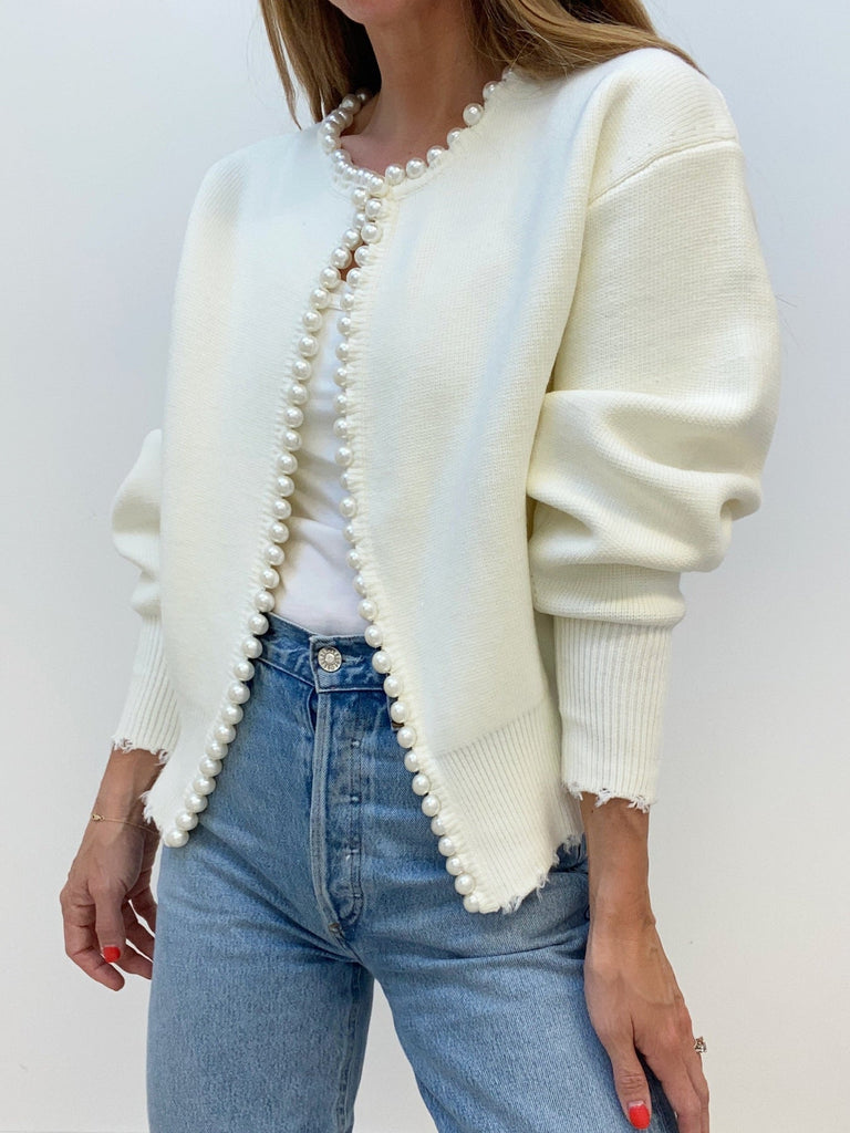 LÄSSIGER CARDIGAN MIT PERLEN