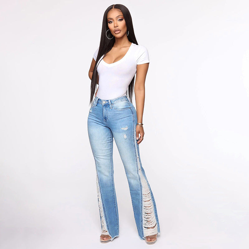 Wolff Stretch Ripped Flare Jeans