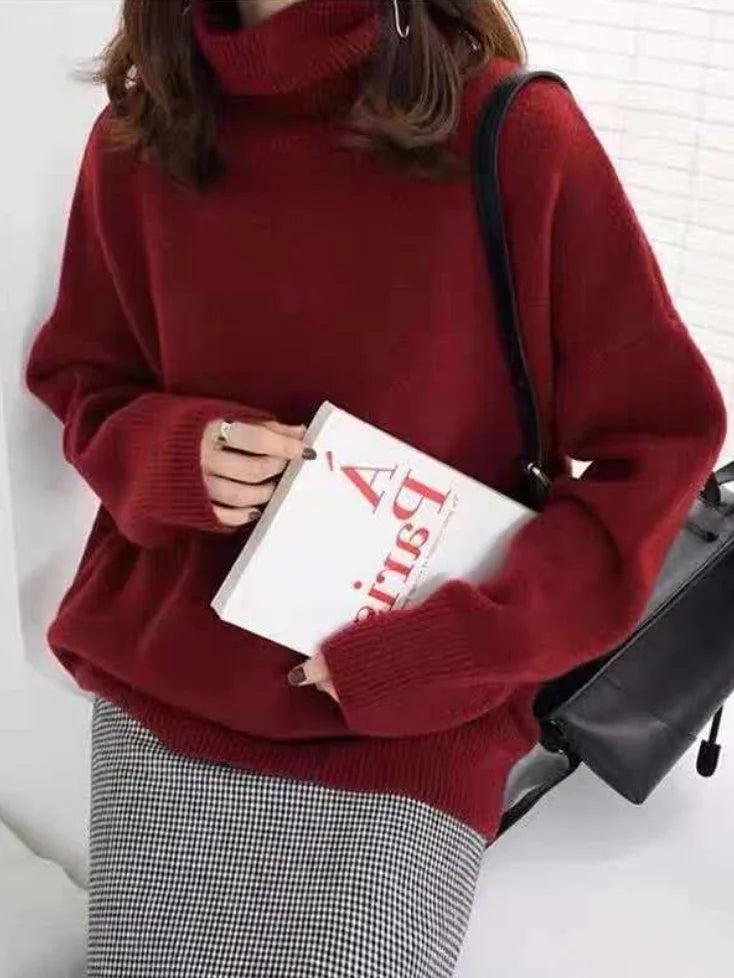 Casual cashmere turtleneck sweater for women