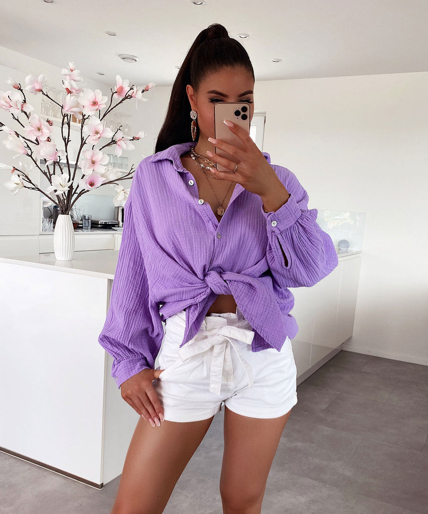 Musselin Bluse Freya Lila Kurz