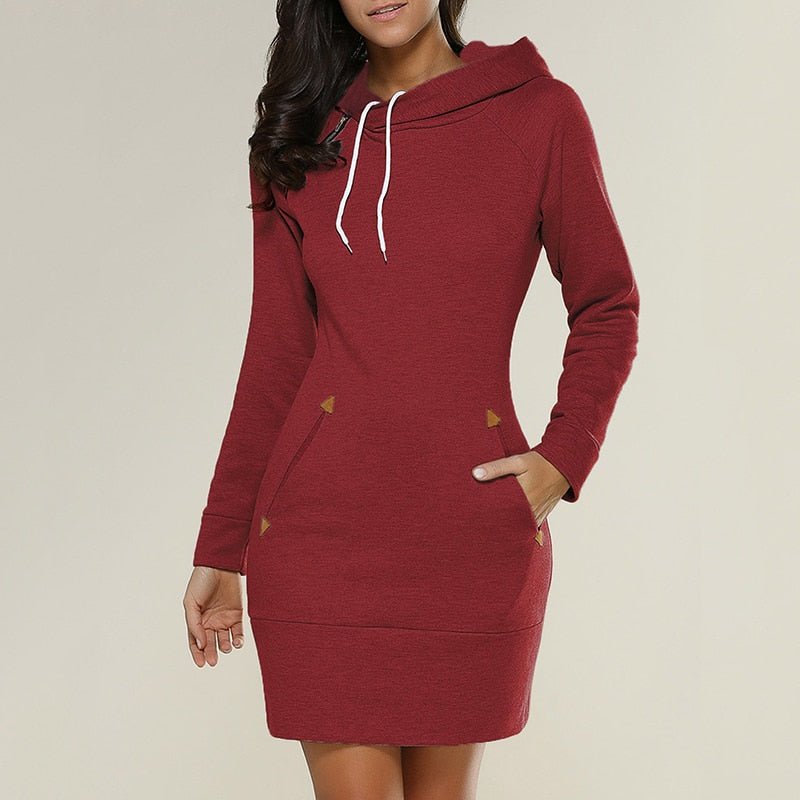 Lässiges Hoodie-Kleid über dem Knie