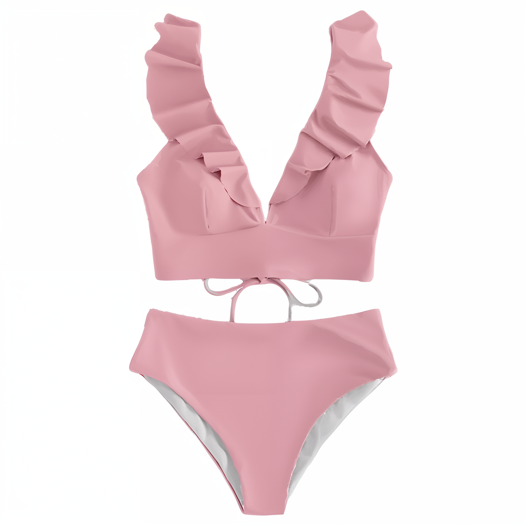 WOLFF | Bikini-Set mit Rüschen und hoher Taille