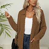 Wolff Strickjacke | Lange Strickjacke aus weichem Teddybär mit Taschen