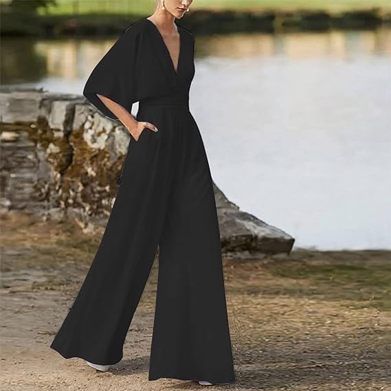 Eleganter V-Ausschnitt Jumpsuit