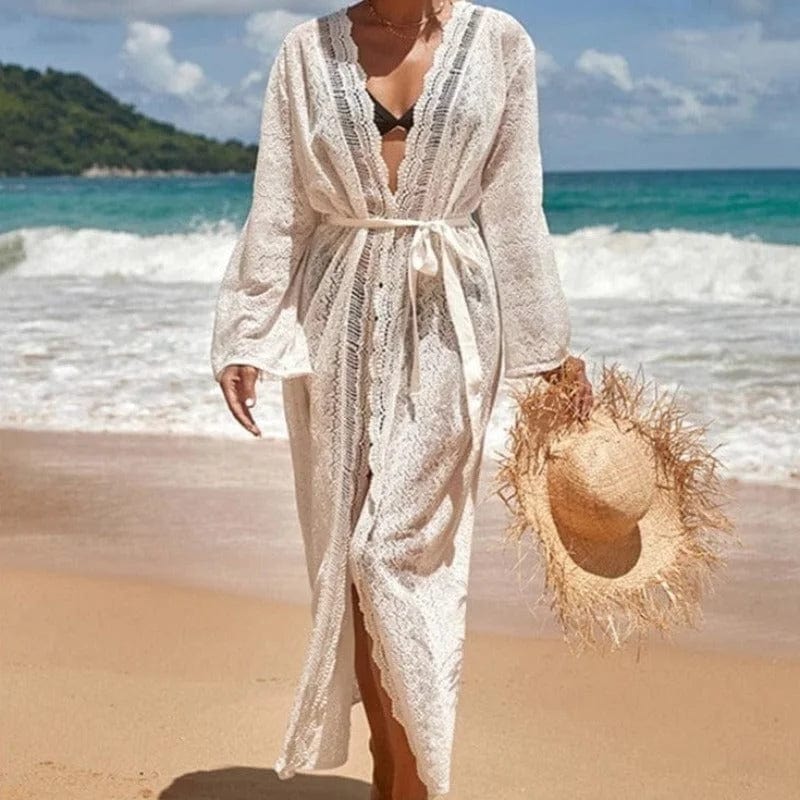 WOLFF Langes Pareo-Strandkleid aus Spitze