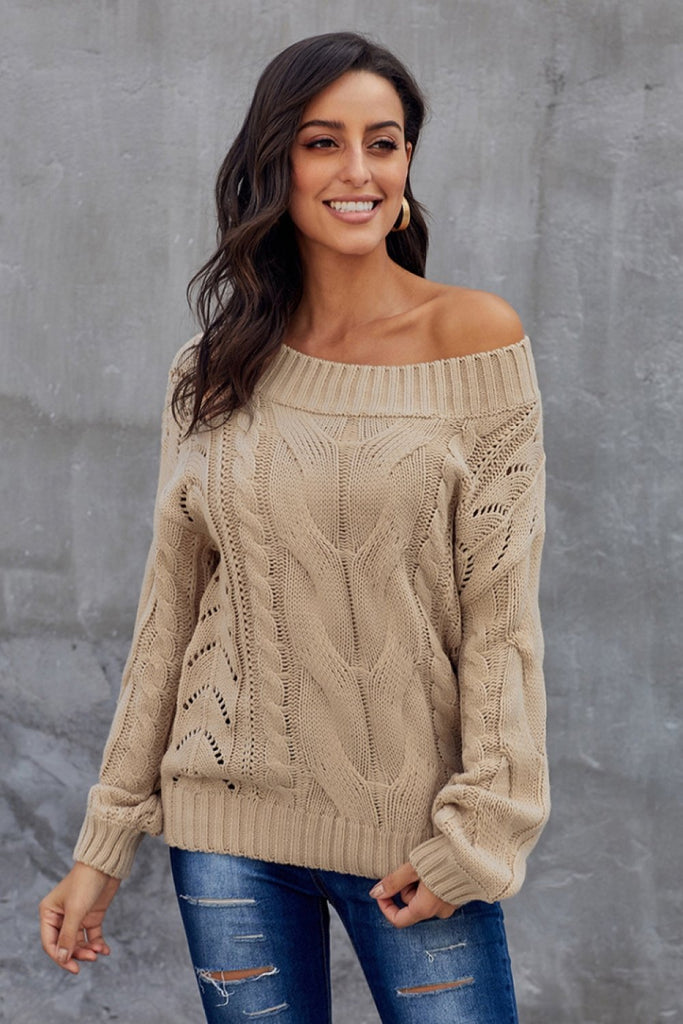 WOLFF Loose Cable Unifarben Pullover