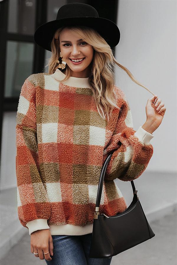 WOLFF Loose Lambswool Plaid Pullover