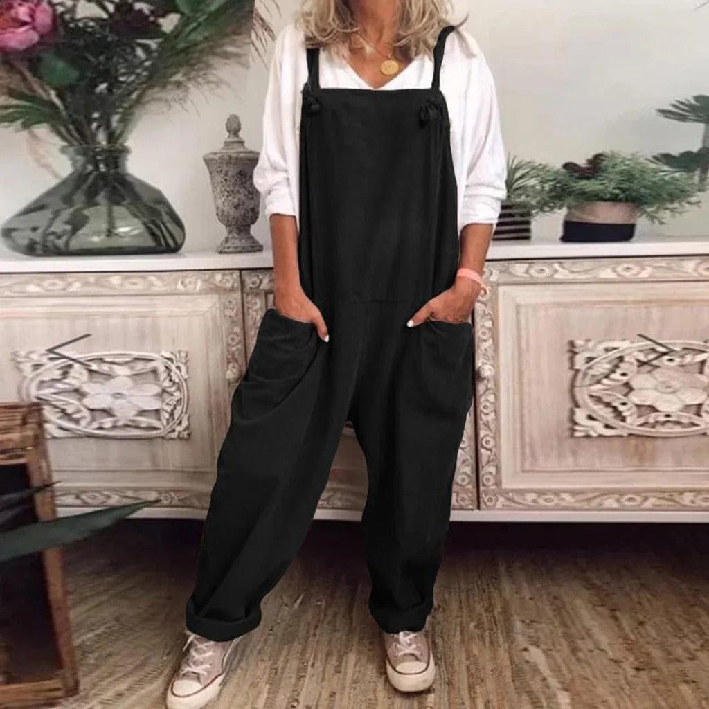 Overall Jumpsuit aus locker gebundener Baumwolle und Leinen